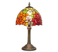 wecrejoni Tiffany Lamp Stained Glass Table Lamp Rose Flower Small Bedside Lamp Living Room Dining Room Office Decoration Desk Lamp Home Decoration Creative Gift
