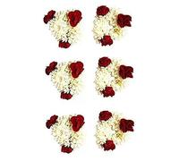 WECROO Artificial Jasmine Mogra and Rose Flower Hair Gajra Juda Decoration Hair Accessory Flower Artificial Wedding Bun Elastic gajra for Women Rubber Band (Red, Pack of 6)
