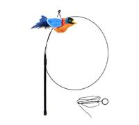 Wectirc Chirping Bird Cat Toy,Natural Feathers Catnip Teasing Toys - Built-in Motion Sensor Interactive Cat Toys with Elastic Rope for Pet Shop, Home, Cattery