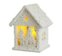 Wectirc Christmas House Figurine | White Landscape Decor with LED Light | Wooden Christmas Ornament, Small House Figurine for Living Room Bedroom Decor