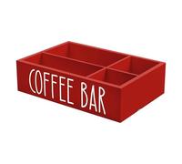 Wectirc Coffee And Tea Station Organizer,Wooden Coffee Station with Removable Dividers - Commercial Condiment Racks for Stirring Sticks Cups Syrup Snacks