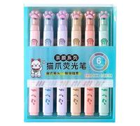 Wectirc Color Highlighters Set,Cute Cat Paw Colored Highlighters Quick Dry - Smooth Writing Multifunctional Highlighter For Scrapbooking Letters Note-Taking Journals