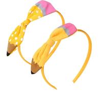 Wectirc Cute Headbands for Girls - Yellow Pencil Bow Hair Clips | Hair Styling Accessory, Cute Headwear for Students Teachers