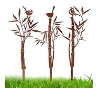 Wectirc Metal Garden Decor,3Piece Garden Decor Stake | 2D Rusty Statue Vintage Sculpture Waterproof Decoration for Backyard Wildlife Lawn Poolside Patio Fountain