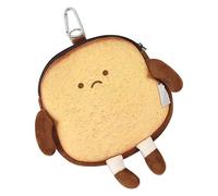 Wectirc Plush Change Purse - Toast Coin Holder with Zipper - Bag Pendant, Small Coin Pocket, Plush Money Purse for Credit Card Key Headset Lipstick
