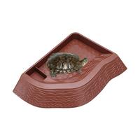 Wectirc Turtle Water Bowl - Reptile Bathing Pool Dish | Double-Layer Anti-Lifting Tortoise Food Bowl for Terrarium, Feeding, Bathing, Soaking, Basking