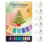 Wectirc Water Color Paint Book Adult,Watercolor Workbook with 12 Colors Paints | Art Kit Supplies Coloring for Learning Home School Travel Art Class Beginners