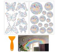 WEDAMOO 20 Pcs Butterfly/Round Anti-Collision Stickers, Rainbow Prism Window Stickers, Suncatcher Sticker, Bird Window Strike Prevention Clings for Prevent Bird Strikes Home Office Window Decoration