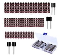 WEDAMOO 222 Pcs Drum Sander Sleeves Set, Including 216 Pcs Nail Sanding Band Sleeves (80 / 120Grit) and 6 Pcs Rubber Drum Mandrels, for Dremel Rotary Tool Polish Grinding