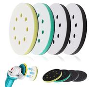 WEDAMOO 4 Pcs Soft Sponge Interface Pad Sanding Pad, Foam Sanding Pads for Orbital Sander, 125mm 8 Holes Hook & Loop Soft Pad, Sander Replacement Cushion Pad, Impact Resistant Low Noise
