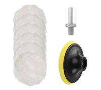 WEDAMOO 8 PCS Wool Polishing Buffing Pads Set, 100 mm/4 Inch Woolen Waxing Pads Car Polishing Pads with M10 Drill Adapter Car Buffer Polisher Kit for Car Furniture Polishing Waxing