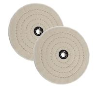WEDAMOO Polishing Disc, 150 mm, Pack of 2, Cotton, White, 50 Layers, 12.7 mm Axle Hole, For Grinding Stand, Drill, Jewellery, Glass, Metal, Wood, Polishing