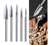 WEDAMOO Wood Carving Bits for Dremel Rotary Tool, 5 PCS Drill Bits Set for Engraving, With 1/8" Shank for DIY Carving Drilling Grinding