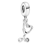 Wedanor Stethoscope Dangle Charm 925 Sterling Silver Pendant, Jewellery Beads Gifts for Women Bracelet Necklace