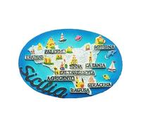 Wedare Sicilia 3D Fridge Magnet Italy Travel Souvenirs,Hand-Made Resin Home Refrigerator Magnet Decoration,Oval Magnetic Sticker