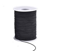 WeddDecor 1MM 500M Round Elastic Cord, for Sewing Mask Elastic Band, 500 Meters DIY Soft Braided Sewing Elastic Rope, DIY Clothes Making Sewing, Black Elastic Cord