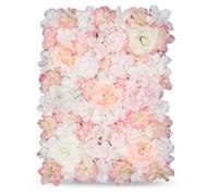 WedDecor 1 Pc Flower Wall Panel Champagne With White | Artificial Flower Floral Wall Backdrop for Birthday, Wedding, Bridal Shower, Baby Shower, Christmas, Valentines Home Decoration, 60cm x 40cm
