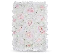 WedDecor 1 Pc Flower Wall Panel White With Pink | Artificial Flower Floral Wall Backdrop for Birthday, Wedding, Bridal Shower, Baby Shower, Christmas, Valentines Home Decoration | 60cm x 40cm