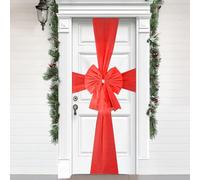 WedDecor 1 Piece Christmas Door Bow Red with Diamante Large Bow 7.5 Metres for Front Door Cover | Organza Ribbon for Christmas Decorations, Weddings, & Baby Showers, Festive Season House Decoration
