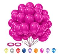 WedDecor 10 Inch Hot Pink Balloons 100pcs with 2 x 10m Balloon Ribbon