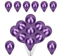 WedDecor 10 Inch Shiny Purple Metallic Latex Balloons 100 Pcs