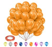WedDecor 10 inches Party Balloons - Orange (25pcs) with Balloon Ribbon Orange 5mm x 10 Metres (1pc) | Party Baloons & Ribbons Set for Wedding Anniversary Baby Shower Birthday Decorations