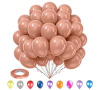 WedDecor 10 inches Party Balloons - Rose Gold (50pcs) with Balloon Ribbon Rose gold 5mm x 10 Metres -1Pc | Party Baloons & Ribbons Set for Wedding Anniversary Baby Shower Birthday Decorations