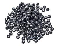 WedDecor 100 Pieces Acrylic Black Round Letter Alphabet Letter Beads A-Z for Jewelry Making Bracelets, Key Chains, Necklaces, DIY Crafts,