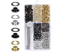 Weddecor 100 Set x 5mm Eyelet Metal Grommet Kit Gold, Silver, Bronze & Gunmetal with 3 Set Fixing Hand Tools for DIY Leather Craft, Clothing Repair, Replacement, Home Use with Storage Box