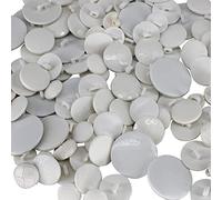 WedDecor 100g Mixed Plastic Dome Head Buttons for Sewing, Crafting, Knitting, Assorted Resin Buttons for Children’s Handmade Decoration (11mm - 28mm, White)