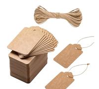 WedDecor 100pcs, 7cm x 4cm Blank Kraft Paper Gift Tags, Party Supplies Brown Kraft Tags with String, Eco-Friendly Hang Labels for Presents, Weddings, Christmas & DIY Craft Decorations