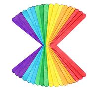 WedDecor 100pcs Coloured Lollipop Sticks 5.90 inch, Wood Craft Sticks, Lolly Sticks for Home and School Crafts, Popsicle Sticks, Lollipop Sticks, Ideal for Arts & Handwork, Classroom Art Supplies