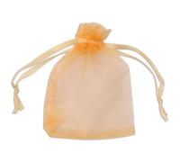 WedDecor 100pcs Gold Mini Drawstring Organza Bags 7cm x 9cm - Small Sheer Gift Bags for Wedding Favors, Christmas, Birthdays, Jewellery, Party Supplies - Clear Mesh Pouches