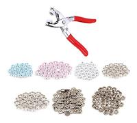 WedDecor 100Pcs Hollow Snap Fasteners with Hand Press Metal Plier Setting Tool Kit, Heavy Duty Studs Ring Prong Snap Buttons for Baby Bibs Clothing Crafting Sewing DIY Project (Mix Colour, 9.5mm)