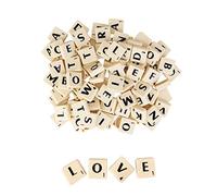 WedDecor 100pcs Ivory Tiles with Black Alphabets for Replacement, Arts & Crafts, Scrap-Booking, Name Games, 2 cm (Length) x 1.8 cm (Width) x 0.5 cm (Depth)