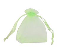 WedDecor 100pcs Light Green Mini Drawstring Organza Bags 7cm x 9cm - Small Sheer Gift Bags for Wedding Favors, Christmas, Birthdays, Jewellery, Party Supplies - Clear Mesh Pouches