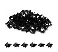 WedDecor 100pcs Square Pyramid Rivets 9mm Black Punk Nail Head Studs Four-Jaw Studs Spikes Metal Leather Rivets for Decorating Belts, Bags, Shoes, Leathercrafts, Punk & Goth Fashion Accessories