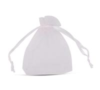 WedDecor 100pcs White Mini Drawstring Organza Bags 7cm x 9cm - Small Sheer Gift Bags for Wedding Favors, Christmas, Birthdays, Jewellery, Party Supplies - Clear Mesh Pouches