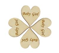 WedDecor 100pcs Wooden Baby Girl Heart 4cm Engraved Slices Embellishments for Arts & Craft, Wedding, Christmas, Card Making, Home Decor, Scrapbooking, DIY Projects