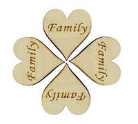 WedDecor 100pcs Wooden Family Heart 4cm Engraved Slices Embellishments for Arts & Craft, Wedding, Christmas, Card Making, Home Decor, Scrapbooking, DIY Projects