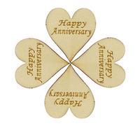 WedDecor 100pcs Wooden Happy Anniversary Heart 4cm Engraved Slices Embellishments for Arts & Craft, Wedding, Christmas, Card Making, Home Decor, Scrapbooking, DIY Projects
