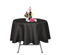WedDecor 108 Inch Black Round Tablecloth for Circular Table, Premium Durable Fabric Polyester Linen Table Cover Washable for Kitchen Dining, Weddings, Birthday, Anniversary Party Event, Pack of 1