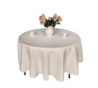 WedDecor 108 Inch Ivory Round Tablecloth for Circular Table, Premium Durable Fabric Polyester Linen Table Cover Washable for Kitchen Dining, Weddings, Birthday, Anniversary Party Event, Pack of 1