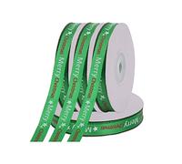 WedDecor 10mm Christmas Grosgrain Green Ribbon Xmas Gift Wrapping Winter Holidays Merry Christmas & Stars Printed, Gift Wrapping, Festive Decoration, Bows Making, 25 Yards