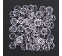 Weddecor 10mm Clear Plastic Round Buttons 4 Holes, Snap Fasteners for Clothes Sewing, Handbags, Knitting, Scrapbook, Plastic Arts & Crafts, 50 Buttons