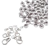 WedDecor 10mm D-Ring Picture Photo Frame Hooks Wall Hanger Buckle & 6mm Double Cap Rivet Strips Brackets Fixings Hardware for Hanging Frames, Mirrors, DIY Craft, Silver, 100pcs