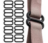 WedDecor 10mm Plastic Bra Strap Adjustable Buckles Ring, Sliders Clips for Lingerie, Underwear Garments Adjustment DIY Accessories, Backpack, Black, 10pcs