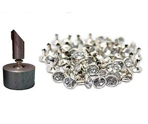 Weddecor 10mm Rivet Setting Hand Tool with Clear Acrylic Rhinestones Diamante Rivet Studs - Fashion Accessory for Leather Crafts, Designer Clothing, Belts, Bags, Dog Collars, Shoe (Pack of 10)