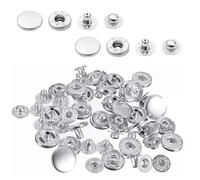WedDecor 10mm Silver Snap Fasteners S-Spring 4 Parts Press Studs Sew Buttons for Leathercraft, Sewing, Jackets, Shirts, Fabric, Repair, DIY Projects, 20pcs