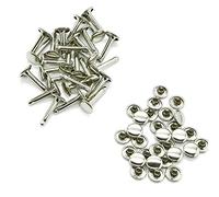 WedDecor 10mm x 18mm Extra Long Double Cap Rivets Tubular Buttons Metal Press Studs for Leathercrafts, Repair, Replacements, Sewing, DIY Projects, Silver, 50 Sets